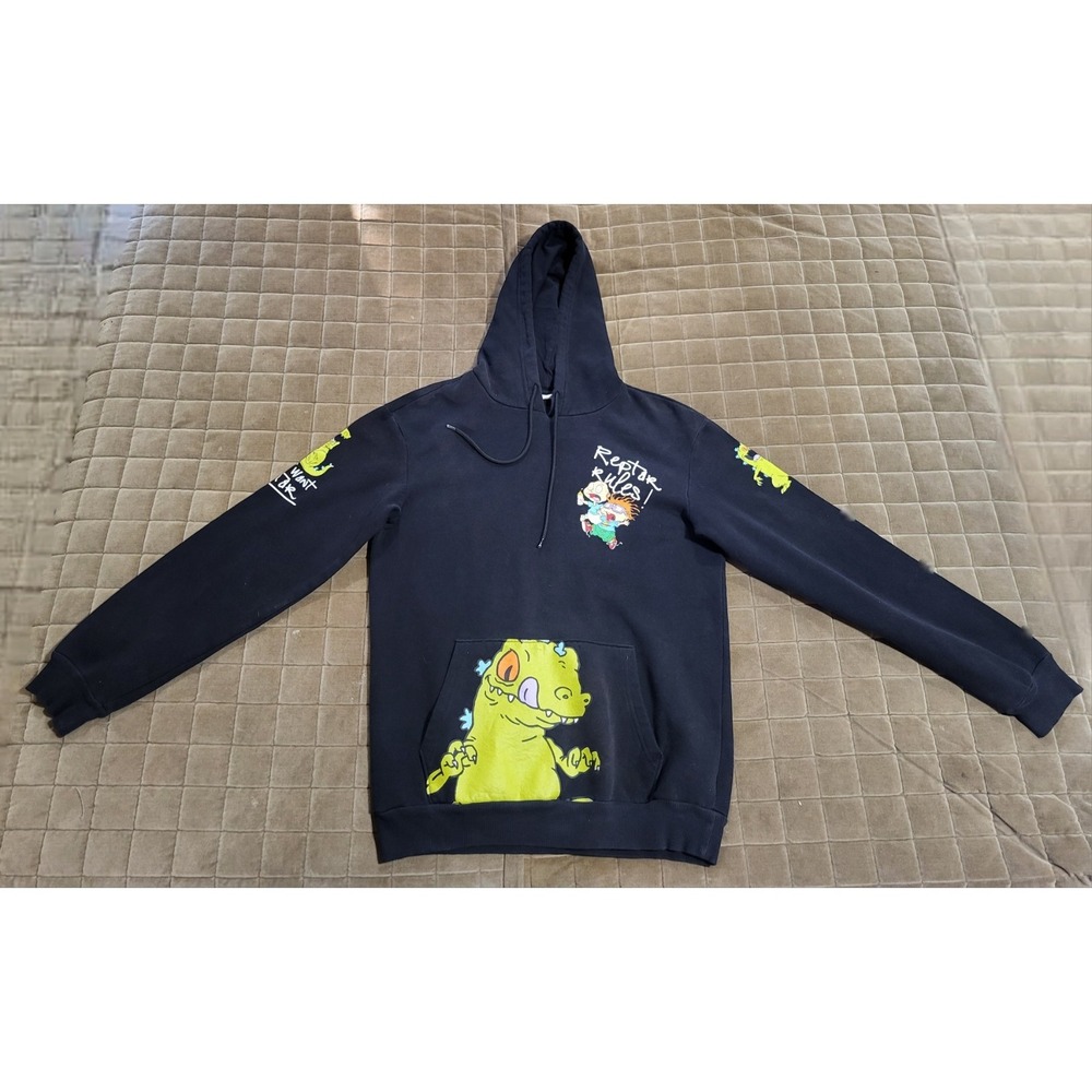 Nickelodeon Rugrats Reptar Rules Graphic Hoodie Mens Small Black